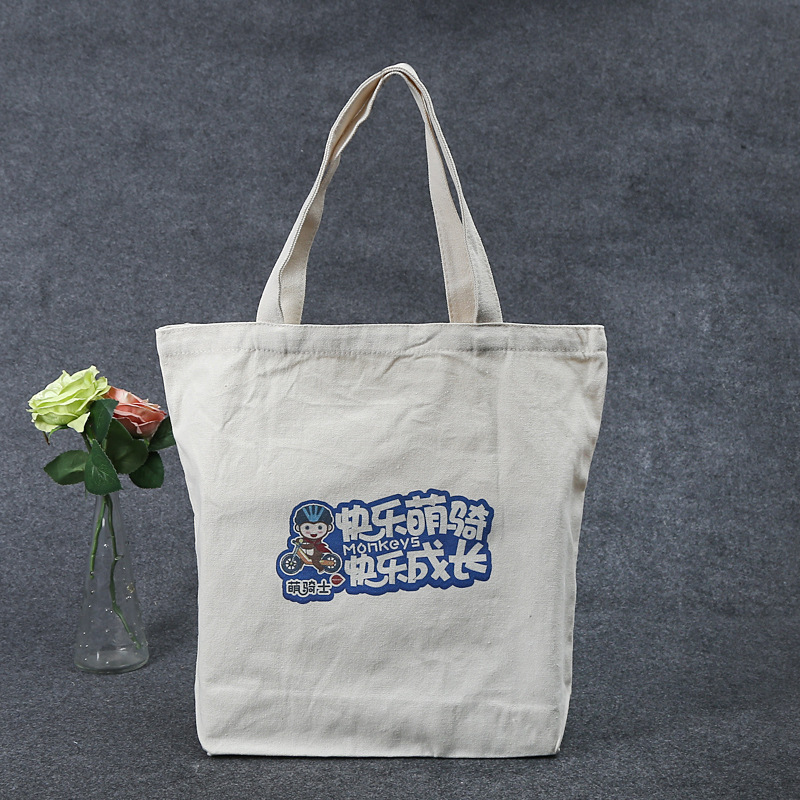 定 制简约休闲学生手提单肩帆布袋定 做创意印花精美折叠棉布袋lo