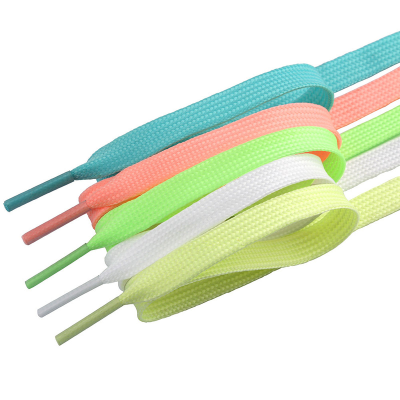 16# factory direct night luminous shoelaces flat luminous shoelaces white yellow powder green blue optional