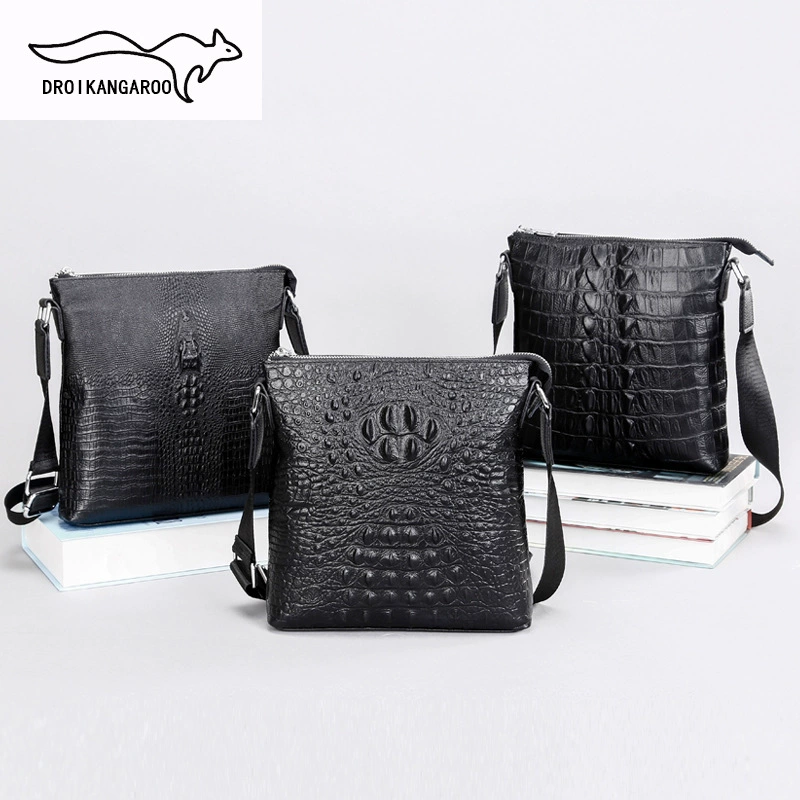 Leather bag strap one shoulder, genuine leather, crocodile print, cowhide
