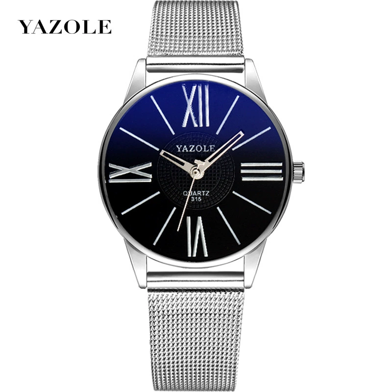 Часы YAZOLE 278/313/315, сетчатый ремешок, минималистичные кварцевые студенческие женские часы