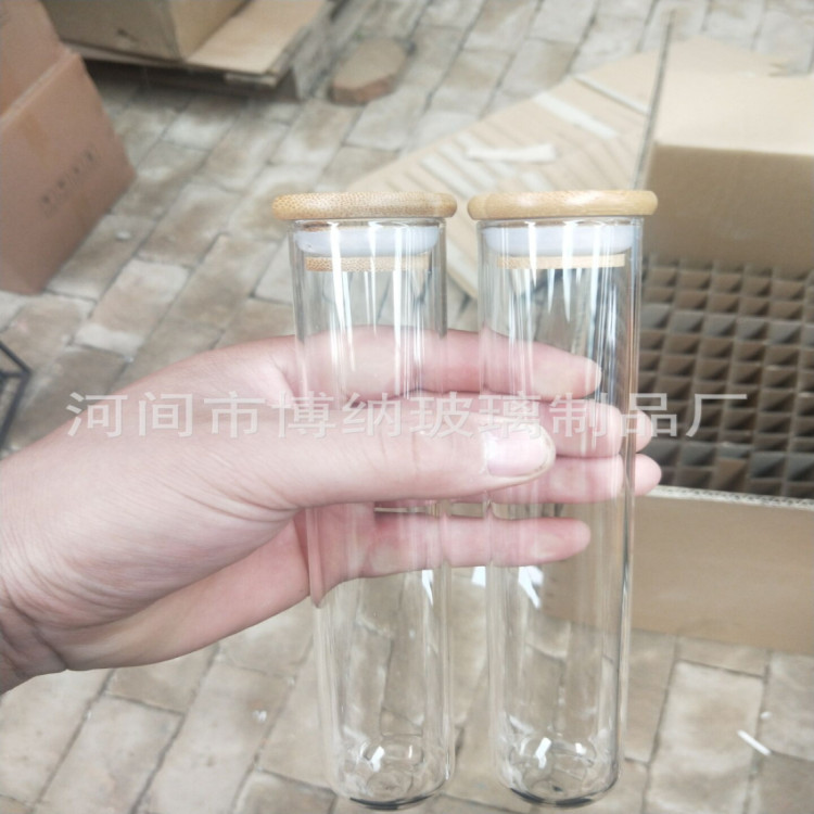 实验室用试管瓶平底圆底玻璃试管竹木软木盖玻璃试管卷口玻璃试管