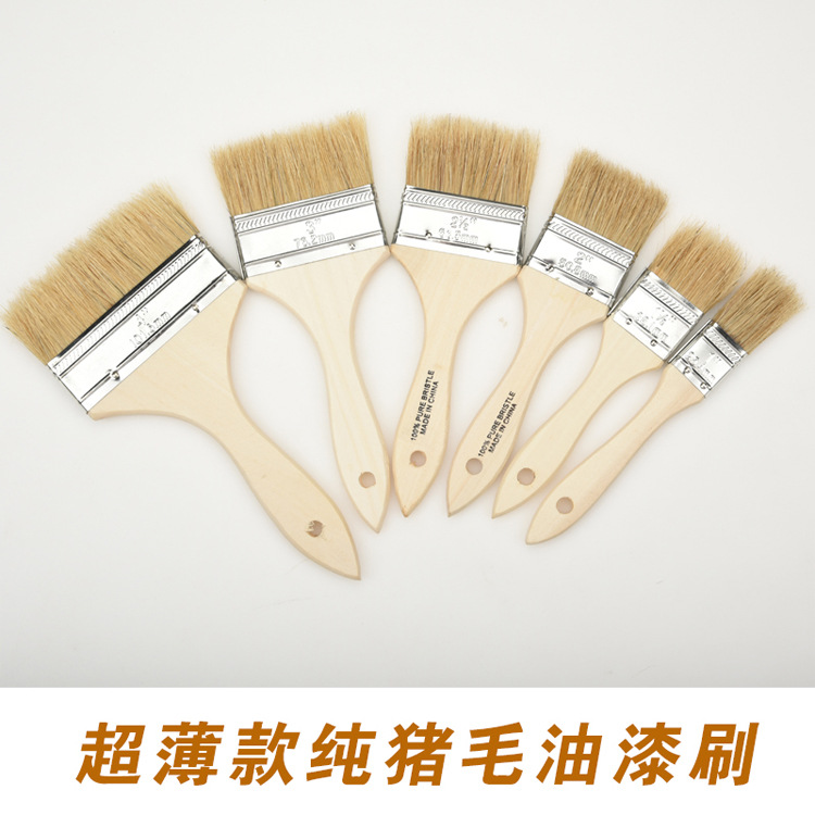 Factory Direct sales 641 pig hair brush boiled bristle brush barbecue brush dipping brush thin handle paint brush wholesale