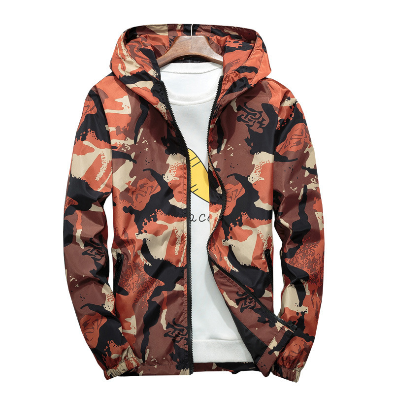 Cross-border Wholesale Large Size Spring and Autumn Jacket Couple Thin Student Sports Class Clothing Camouflage Jacket Men's Hooded Jacket Trendy