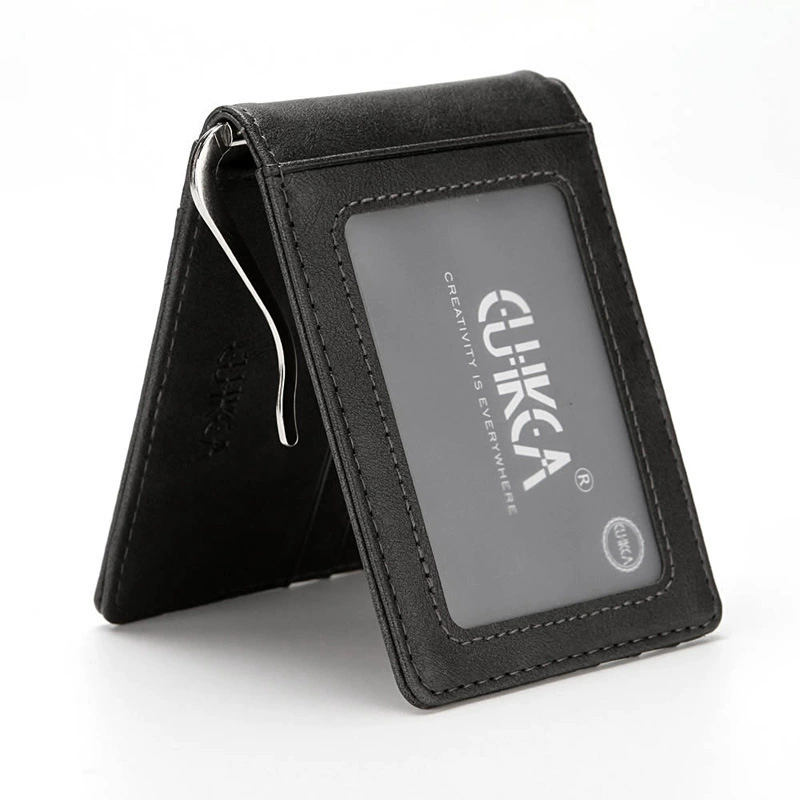 Кошелёк CUIKCA HF014, экокожа PU, тонкий держатель карт, RFID-защита и золотая застёжка
