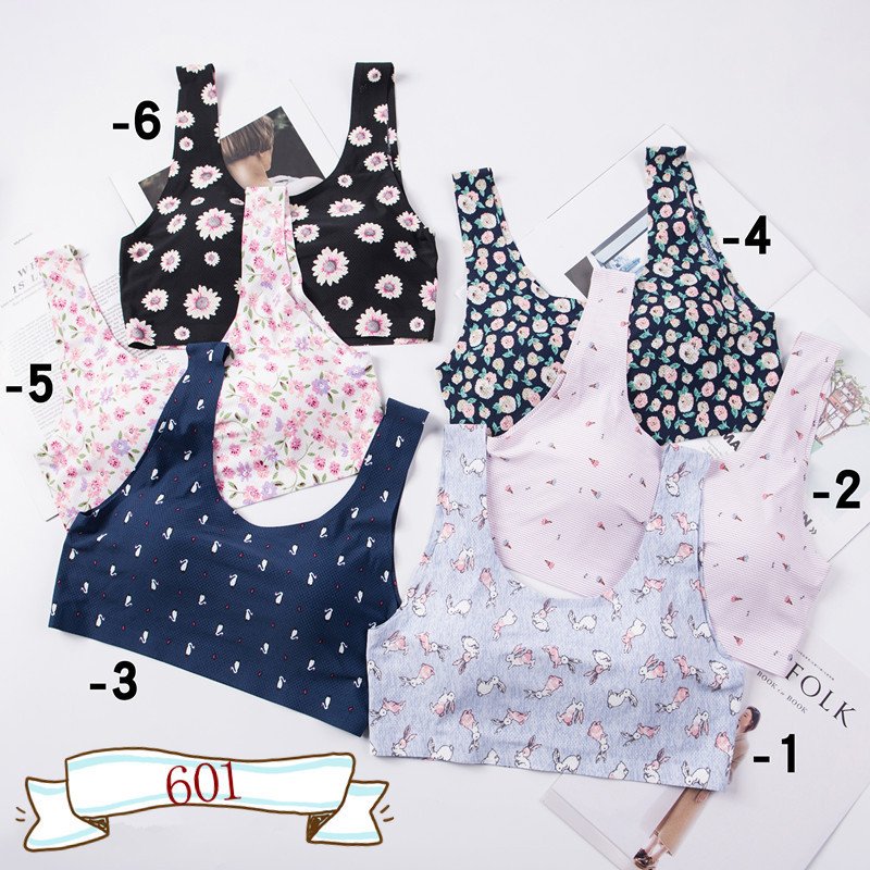 Japanese Style One-Piece Wire-Free Ice Silk Breathable Beautiful Back Wrap Chest Pad with Breast Pads Sweet Briefs Set Slimming Look