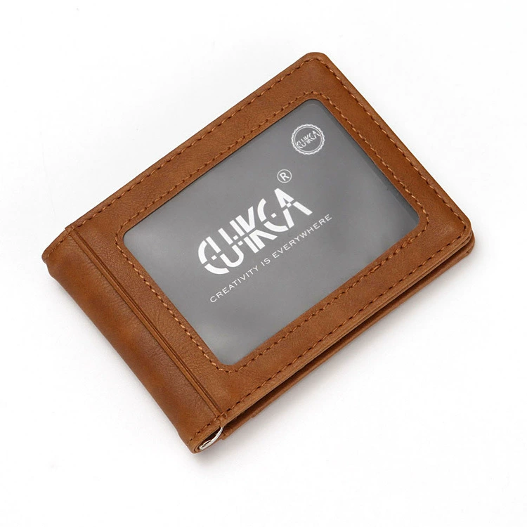 Кошелёк CUIKCA HF014, экокожа PU, тонкий держатель карт, RFID-защита и золотая застёжка