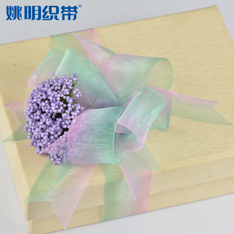 Yao Ming colorido gradiente de cinta y cinta de viento DIY accesorios de embalaje hecho a mano transparente cinta de hilo de nieve