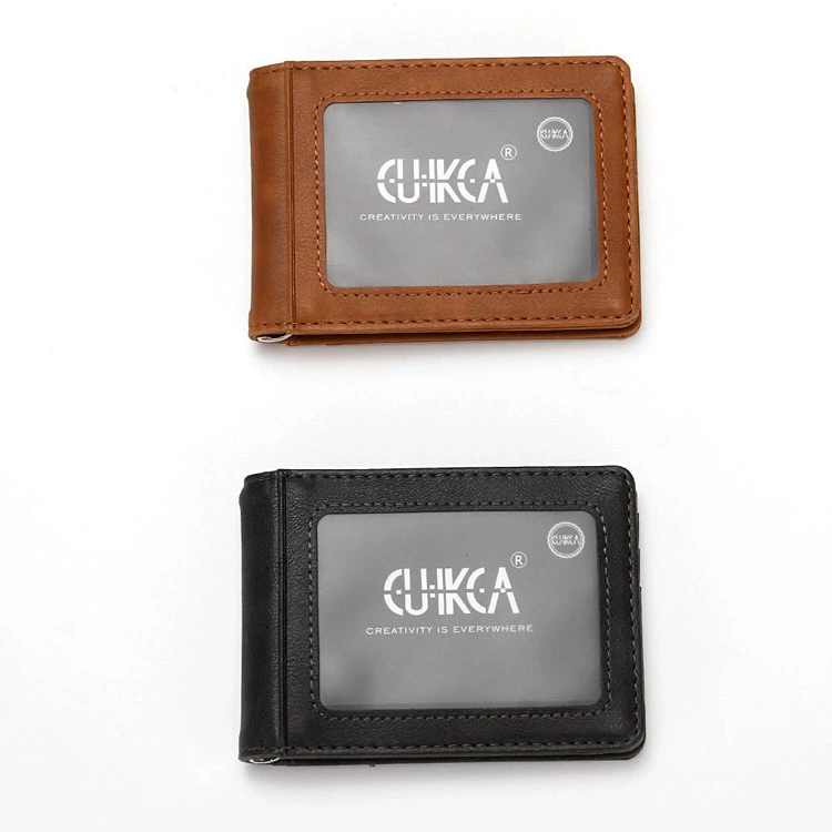Кошелёк CUIKCA HF014, экокожа PU, тонкий держатель карт, RFID-защита и золотая застёжка