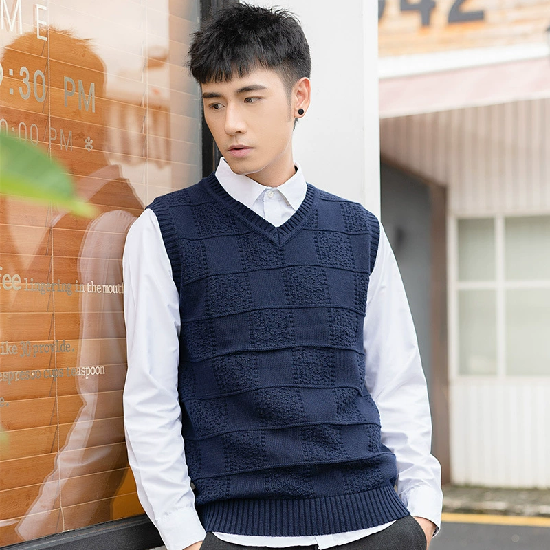 Осенне-Зимний новый жаккардовый Корейский мужской пуловер, свитер с V-образным вырезом, свитер, мужской модный трендовый мужской жилет