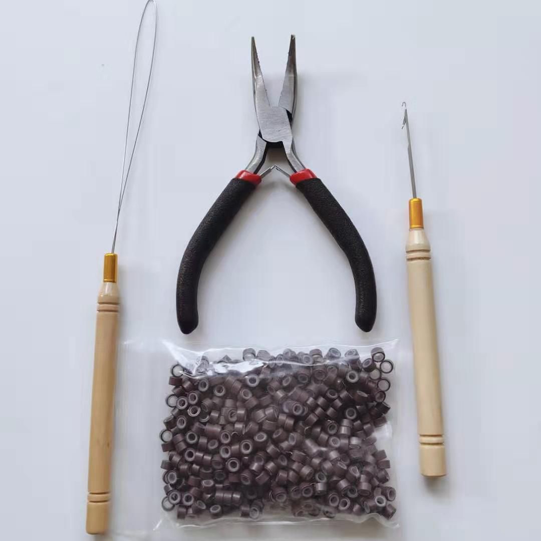 Amazon AliExpress nueva herramienta peluca caliente alicates de extensión de pelo crochet hebilla de silicona conjunto de cuatro piezas