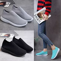 Вязаные Slip-on кроссовки, дышащий низкий мысок, лёгкая повседневная обувь, размеры 35–43