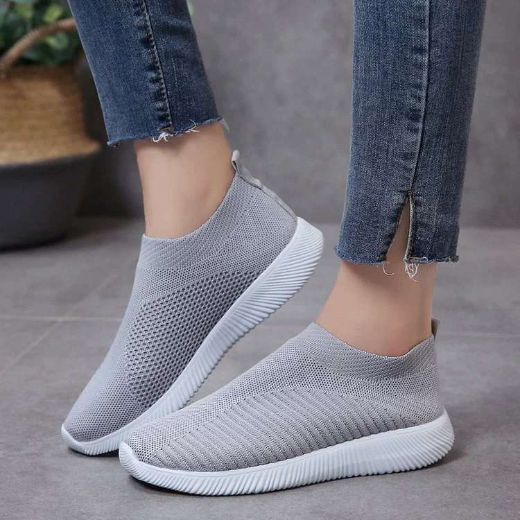 Вязаные Slip-on кроссовки, дышащий низкий мысок, лёгкая повседневная обувь, размеры 35–43