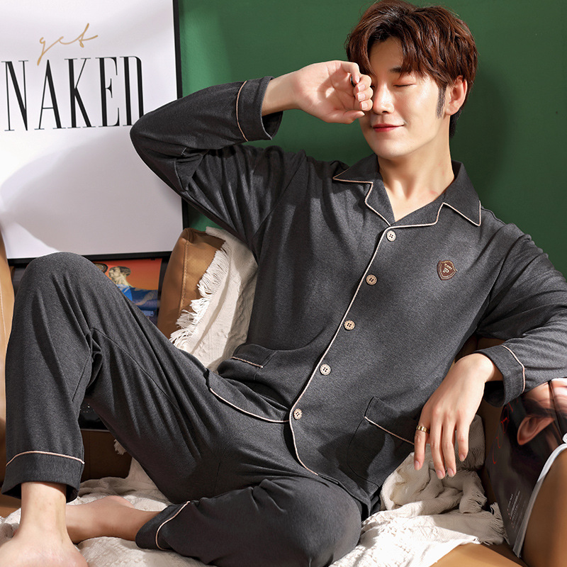 Nuevos pijamas de algodón para hombres primavera y otoño de algodón de manga larga más tamaño Otoño e Invierno cardigan de mediana edad y ancianos Xinjiang algodón traje de uso doméstico