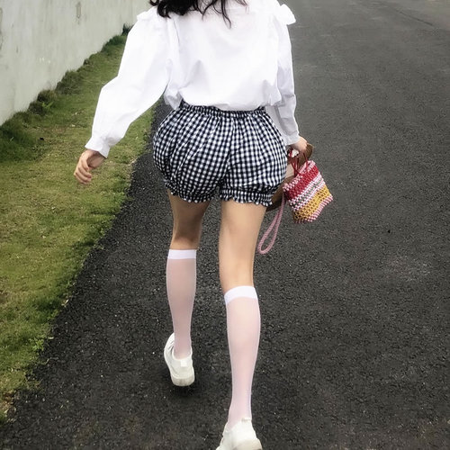 Cardboard spring and summer ultra-thin invisible core-spun silk knee-length socks white black half-calf socks anti-mosquito socks