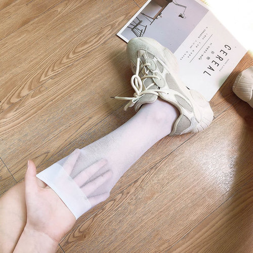 Cardboard spring and summer ultra-thin invisible core-spun silk knee-length socks white black half-calf socks anti-mosquito socks