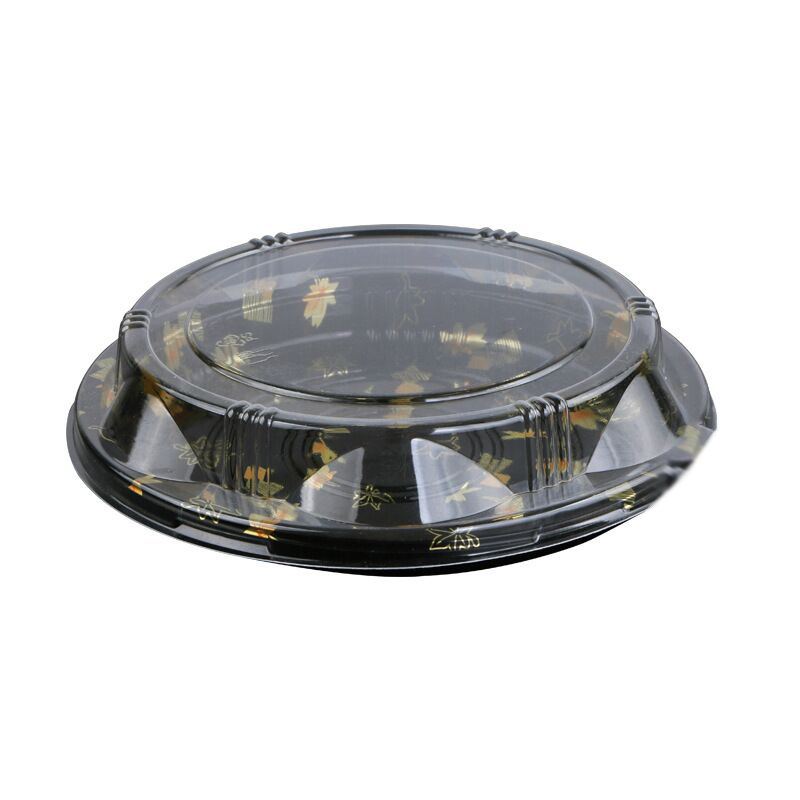 35/38cm日式一次性寿司拼盘圆形寿司盒刺身盒印花圆盘托盘