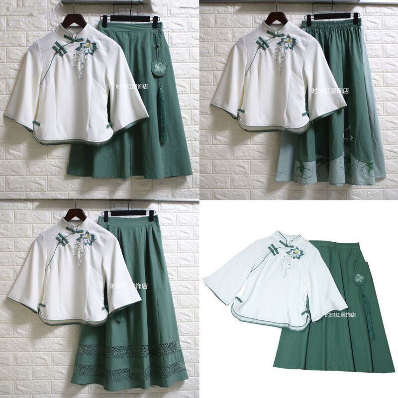 Republic of China Style Hanfu 2024 Summer New Style Republic of China Style Cotton and Linen Hanfu Literary Retro Women's Suit Ethnic Costume Republic of China Style Hanfu 2024 Summer New Style Republic of China Style Cotton and Linen Hanfu Literary Retro Women's Suit Ethnic Costume