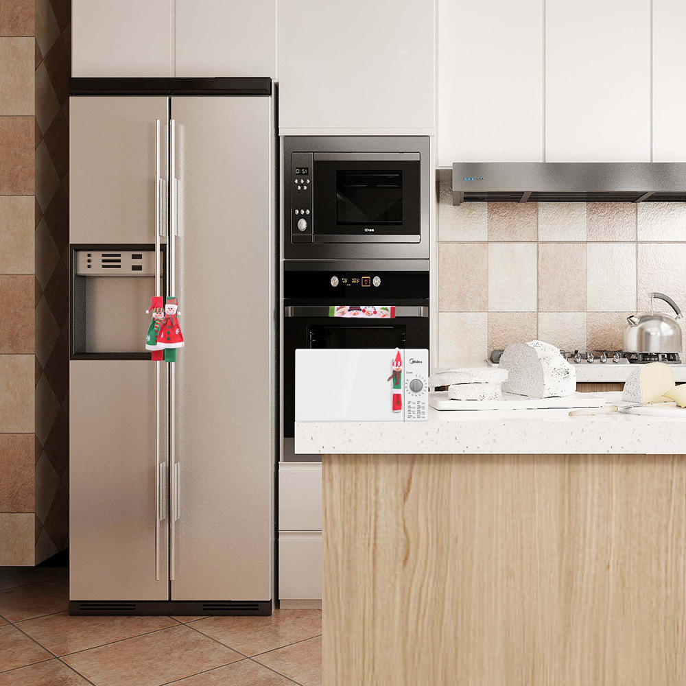 Haube new Christmas supplies microwave oven gloves cartoon flannel snowman refrigerator Gloves oven protective cover_voghion.com