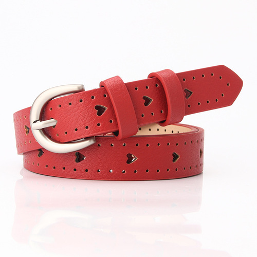 New style women's belt fashion pin buckle simple and versatile women's clothing trouser belt with heart hollow decoration fine manufacturer