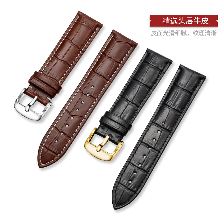 Suministro directo de fábrica primera capa de piel de vaca hebilla de reloj correa de bambú raya multi-color opcional hombres y mujeres 12 -- 24mm