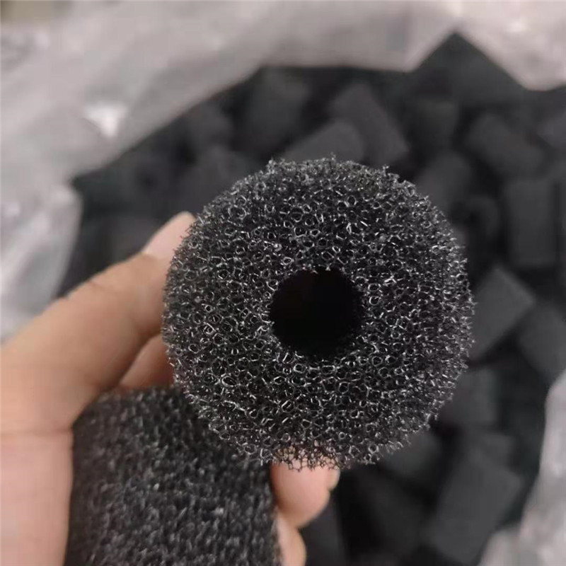 现货批发泳池过滤海绵圆柱43*14*73mm 防化学生物过滤棉吸油棉黑