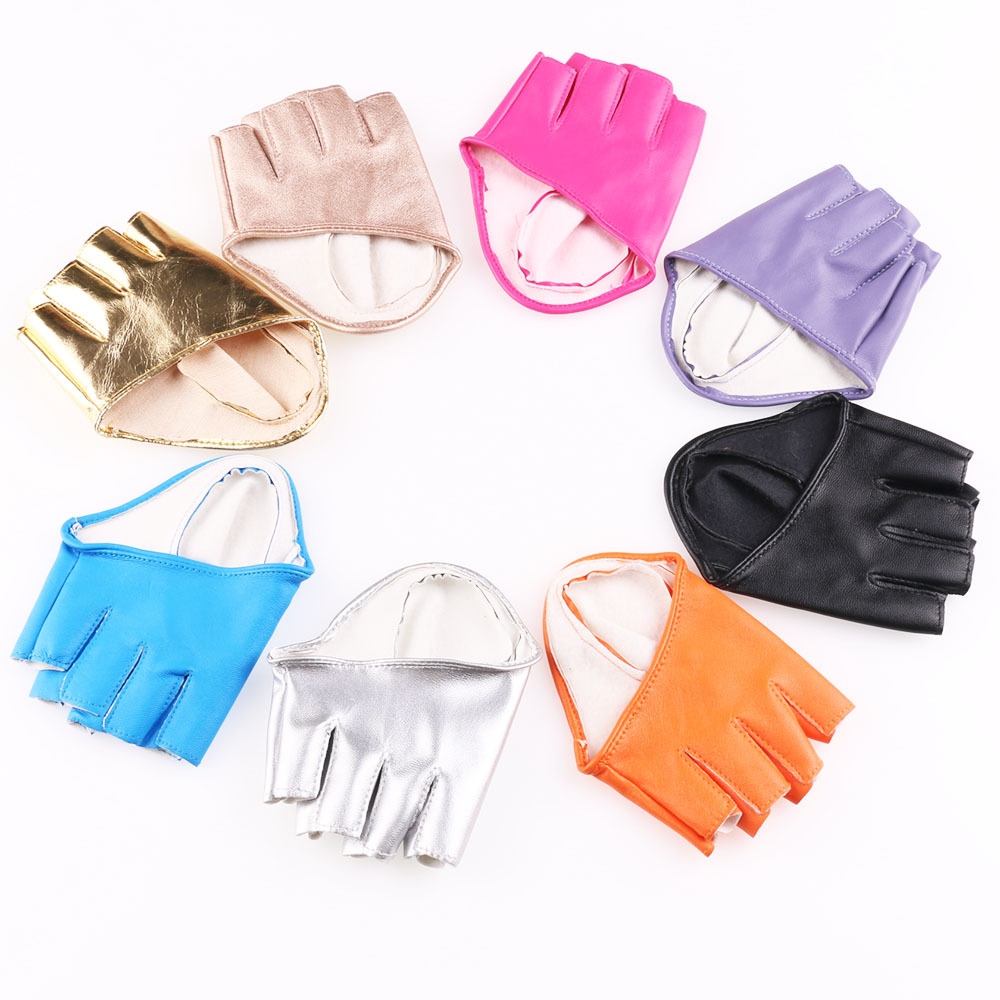 Nuevo medio dedo guantes de cuero mujeres europeas y americanas DS media palma guantes etapa discoteca pole dance rendimiento medio dedo guantes