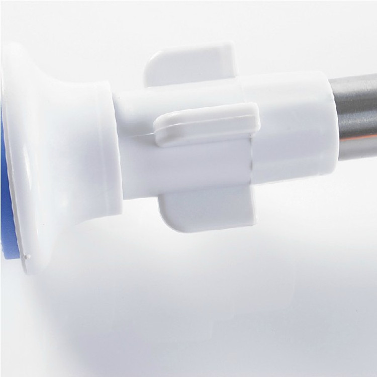 Factory wholesale blue headed shower curtain rod thickness 0.3 no installation stainless steel telescopic rod starting bid with a minimum of ten boxes