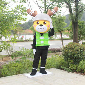 成人行走人穿玩偶服装道具服高速公路交警鹿巡视警察卡通人偶服装