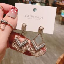 925银针韩国韩版新款气质重工手工款两用宝石夸张长耳线大耳环