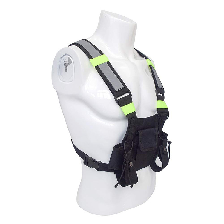 Amazon chaleco táctico negro ajustable con banda reflectante pecho Rig Bolsa