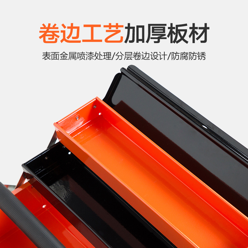 Qiyao caja de herramientas de hojalata de acero inoxidable gruesa multifuncional plegable de tres capas caja de almacenamiento de dos capas hardware