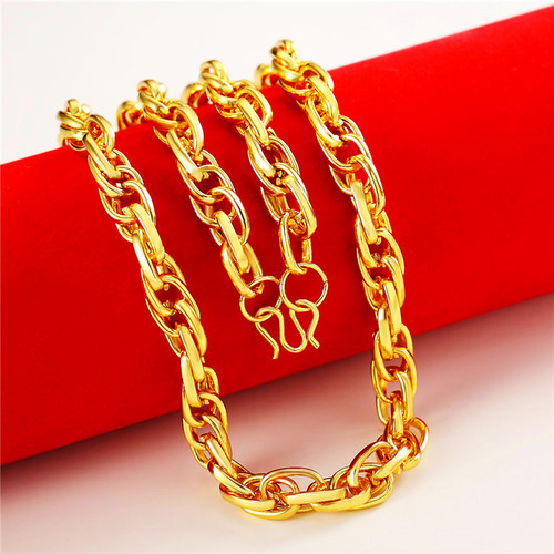 Rural market stall supply gold chain unisex gold-plated necklace men's imitation gold necklace fire gold necklace