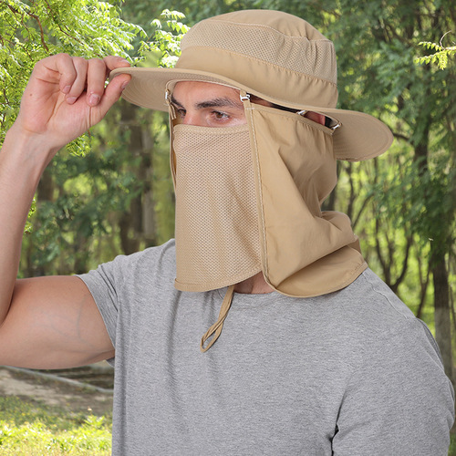 Outdoor hat men's sun hat summer sun protection fisherman hat quick-drying sun hat detachable hiking hat fishing hat