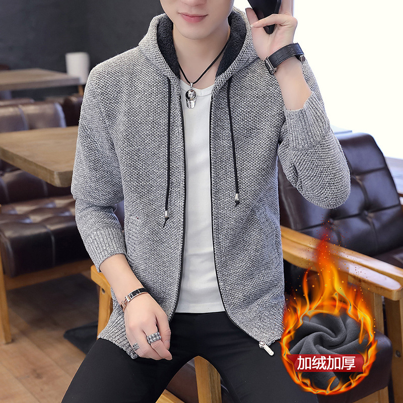 Cross-border Autumn and Winter New Knitted Cardigan Men's Jacket Casual Solid Color Men's Collar Sweater Jacket Zipper Sweater for Men