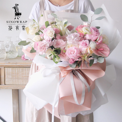 Flower clothes, Chinese Valentine's Day bouquet packaging materials, Kafen paper, flower gift wrapping paper, flower shop waterproof three-dimensional embossed paper