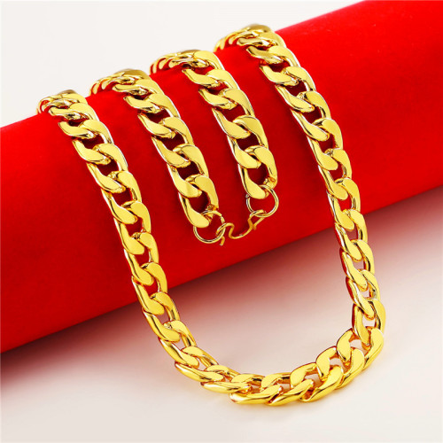 Rural market stall supply gold chain unisex gold-plated necklace men's imitation gold necklace fire gold necklace