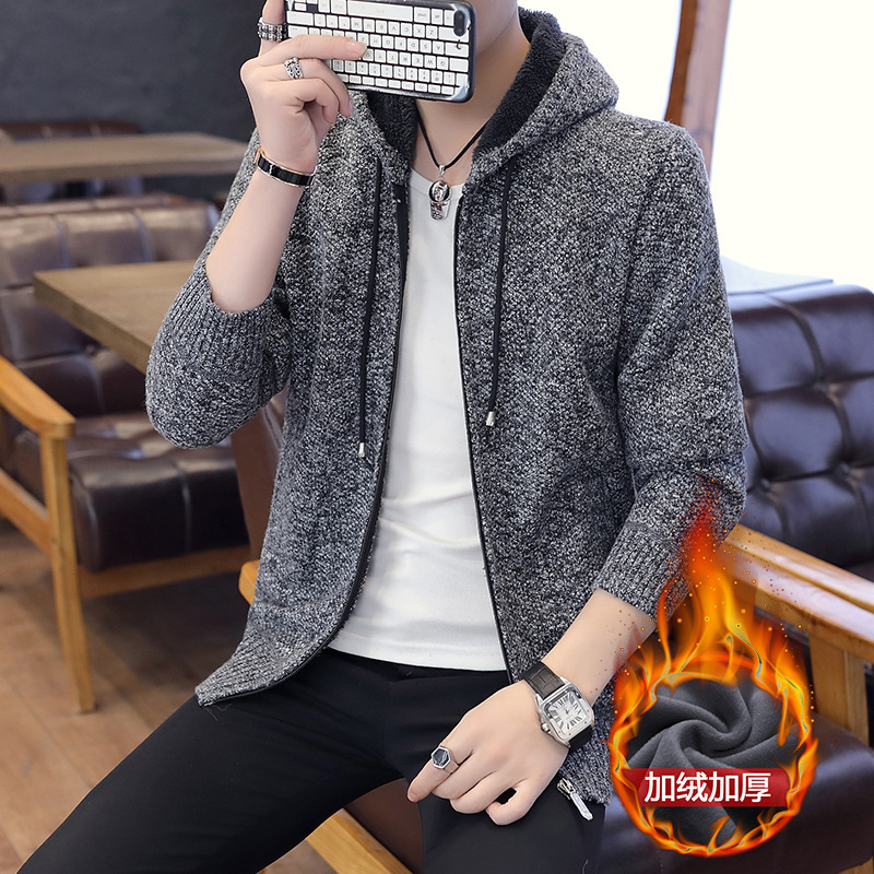 Cross-border Autumn and Winter New Knitted Cardigan Men's Jacket Casual Solid Color Men's Collar Sweater Jacket Zipper Sweater for Men
