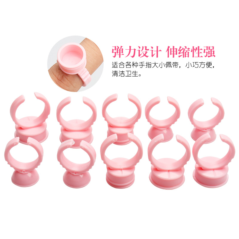 100/Pack Rosa tatuaje bordado plástico color taza injerto pestañas falsas bandeja de pegamento color leche anillo color material anillo taza