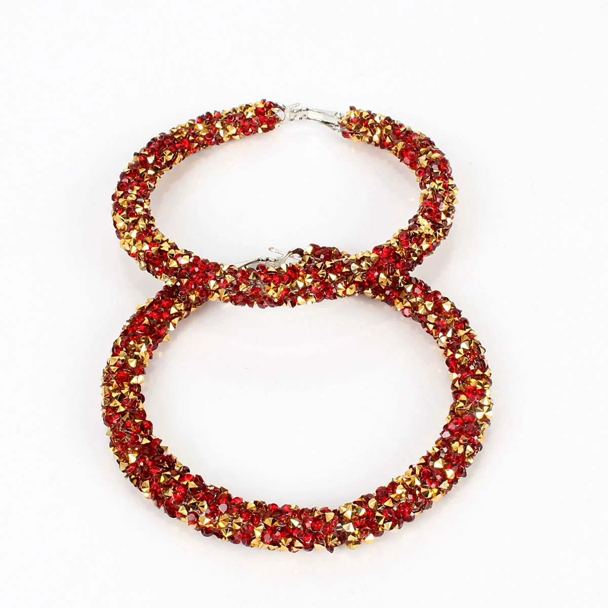 Кольцо-гвоздики серьги Hoop Earrings, Европейско‑Американская мода сплав с инкрустацией кристаллами, 6.5 см, легкость