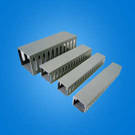厂家定制灰色PVC带齿带孔难燃线槽电器电柜穿线槽工业行线槽