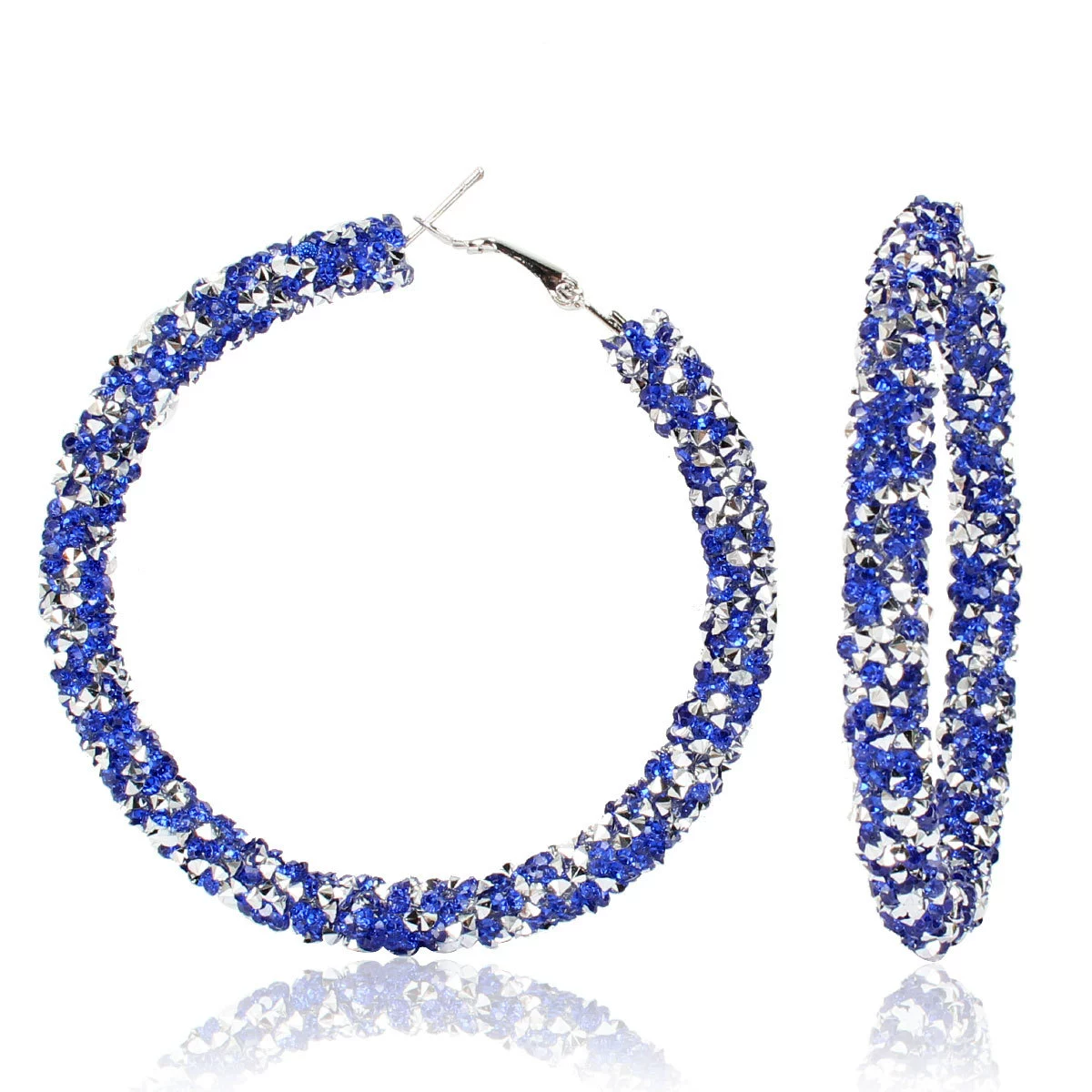 Кольцо-гвоздики серьги Hoop Earrings, Европейско‑Американская мода сплав с инкрустацией кристаллами, 6.5 см, легкость