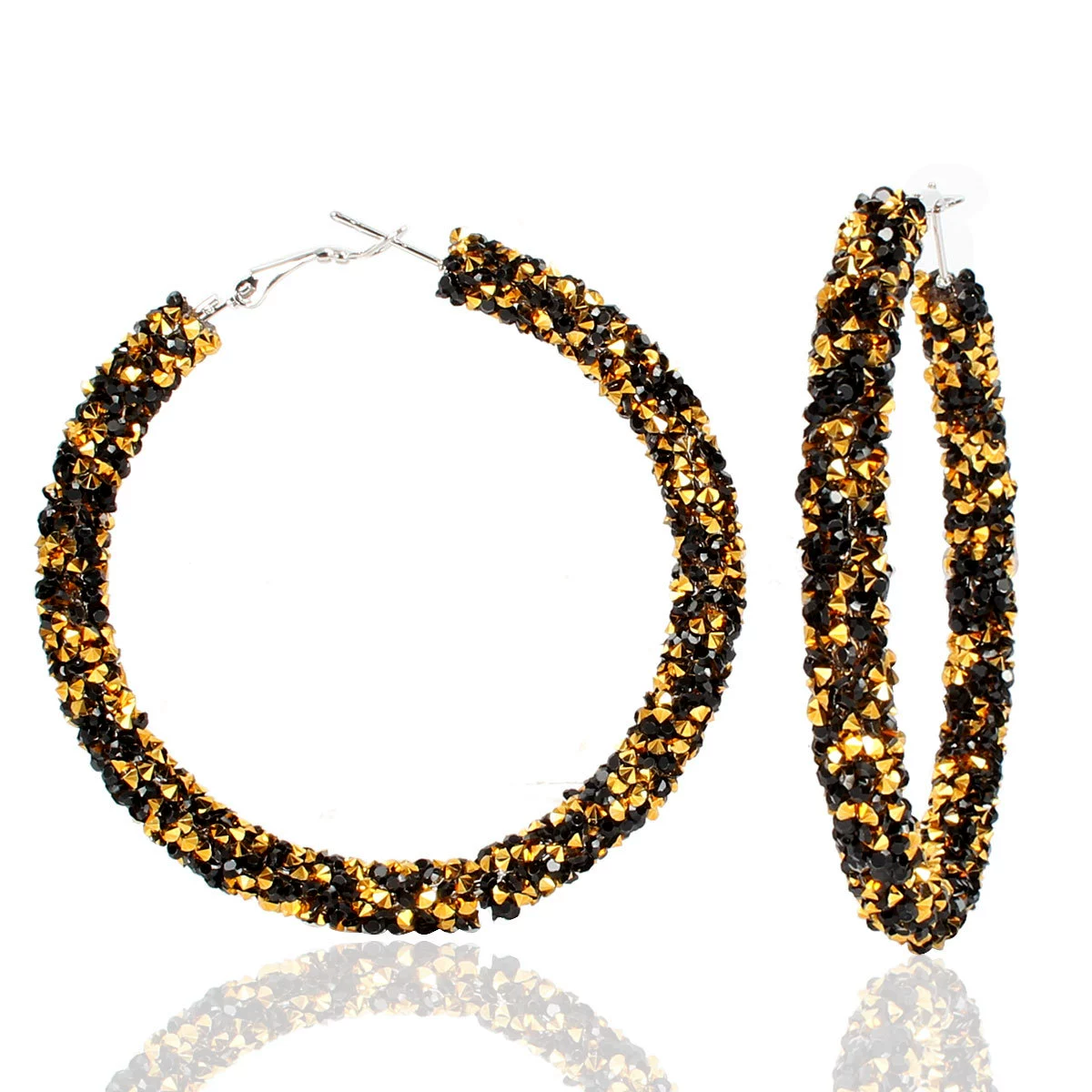 Кольцо-гвоздики серьги Hoop Earrings, Европейско‑Американская мода сплав с инкрустацией кристаллами, 6.5 см, легкость