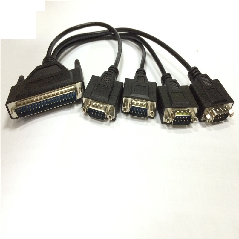 DB37针转4个DB9针转接线并口二排37公转四个COM口设备RS232串口线