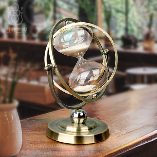 Globe hourglass timer European decoration office desktop rotating quicksand ornament gift hourglass wholesale