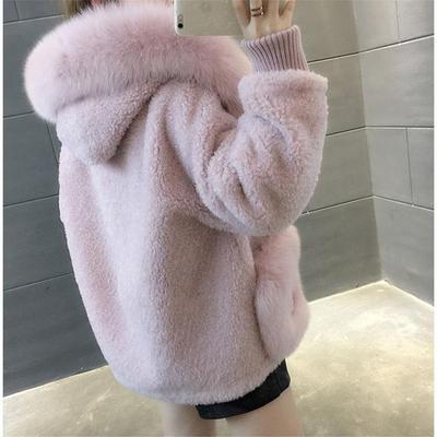 Women's Clothing 2024 new fox fur collar sheep shearling fur coat women autumn and winter style hooded short coat_voghion.com