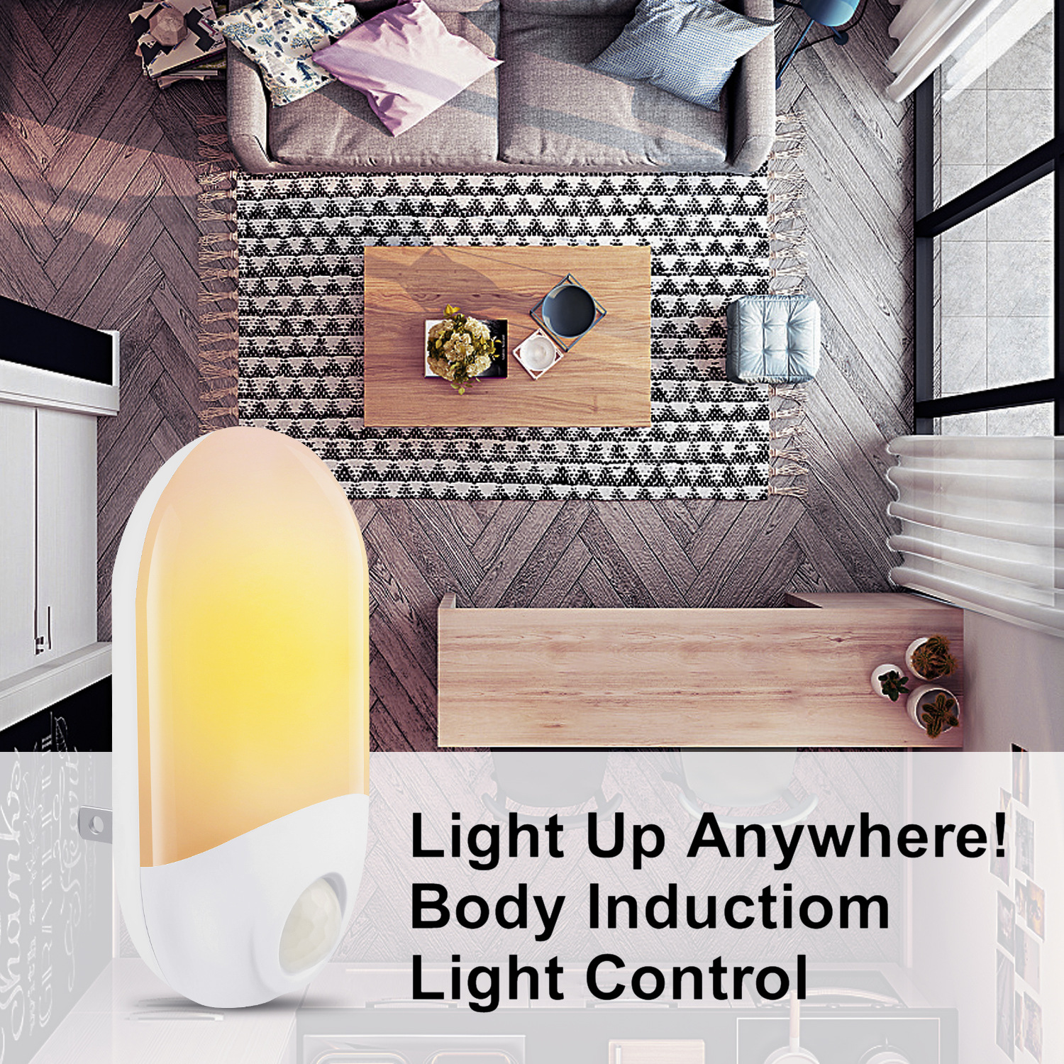 亚马逊热卖人体感应小夜灯LEDNIGHTLIGHT PIR运动感应小夜灯家