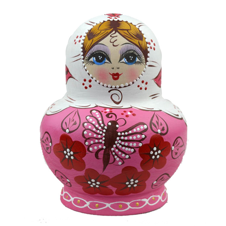 Ten-layer matryoshka dolls with butterfly patterns, crafts, home decorations, educational toys, linden wood Russian matryoshka dolls wholesale.