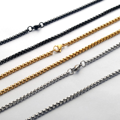 Jewery Stainless Steel Square Pearl Necklace Titanium Steel Jewelry with Chain W