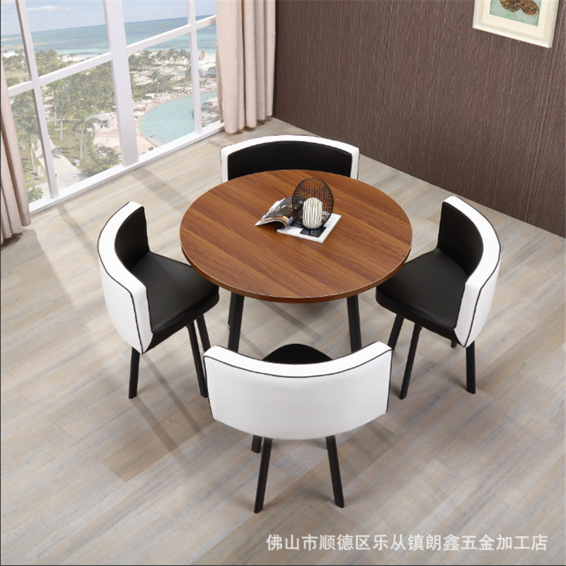 Conjunto de mesa y sillas para recepción, mesa de negociación, mesa y sillas para recepción de tienda, mesa redonda pequeña de oficina, estilo empresarial