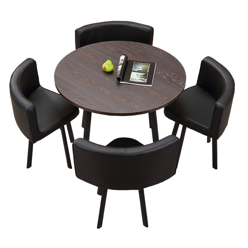 Conjunto de mesa y sillas para recepción, mesa de negociación, mesa y sillas para recepción de tienda, mesa redonda pequeña de oficina, estilo empresarial